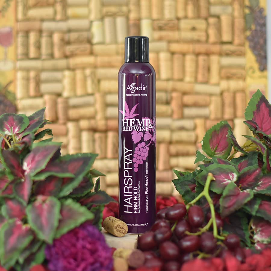 AGADIR Hemp & Red Wine Firm Hold Hair Spray, 10.5 oz