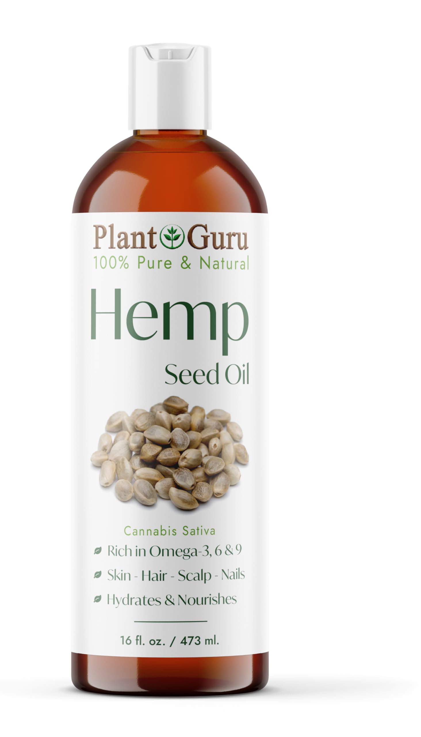 Hemp Seed Oil 16 oz. Virgin, Unrefined 100% Pure Natural - Skin, Body And Hair Moisturizer. Works For Massage, Acne, & More!