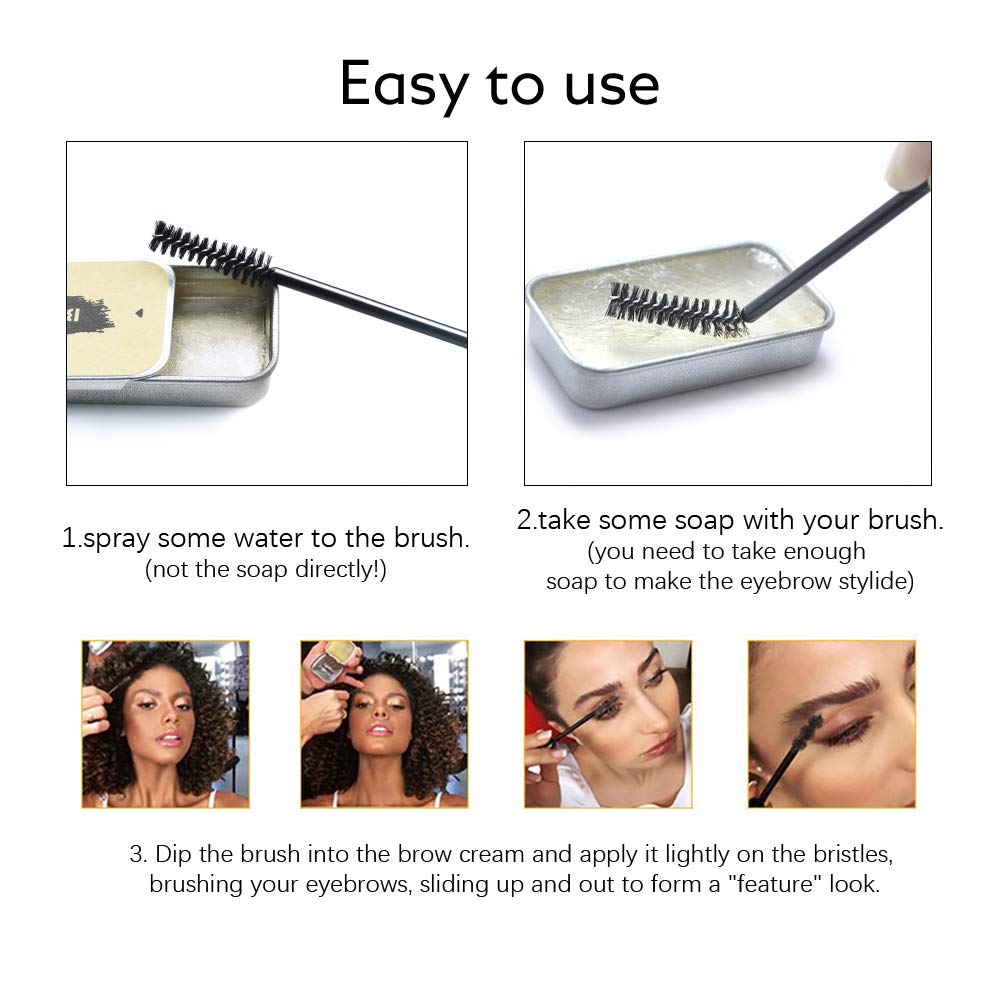Ownest 2PCS Eyebrow Soap Kit,Brows Styling Soap,Long Lasting Waterproof Smudge Proof Eyebrow Styling Pomade for Natural Brows, 3D Feathery Brows Makeup Balm