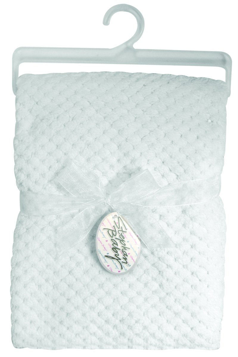 Stephan Baby Snuggle Fleece Crib Blanket, White Popcorn Fleece