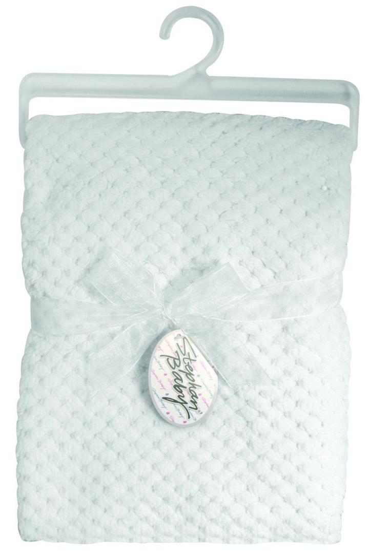 Stephan Baby Snuggle Fleece Crib Blanket, White Popcorn Fleece