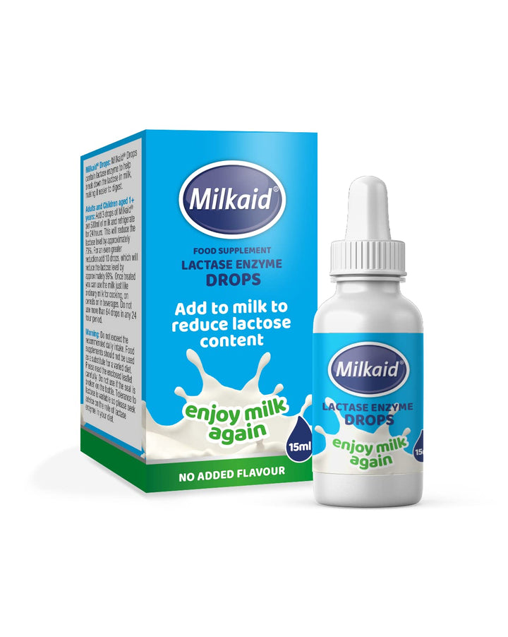 Milkaid Lactase Enzyme Drops for Lactose Intolerance | Prevents Gas, Bloating & Diarrhea | Fast Acting Dairy Digestive Supplement | Gluten Free & Vegetarian | No Artificial Flavor | 0.5 Fl Oz (1)