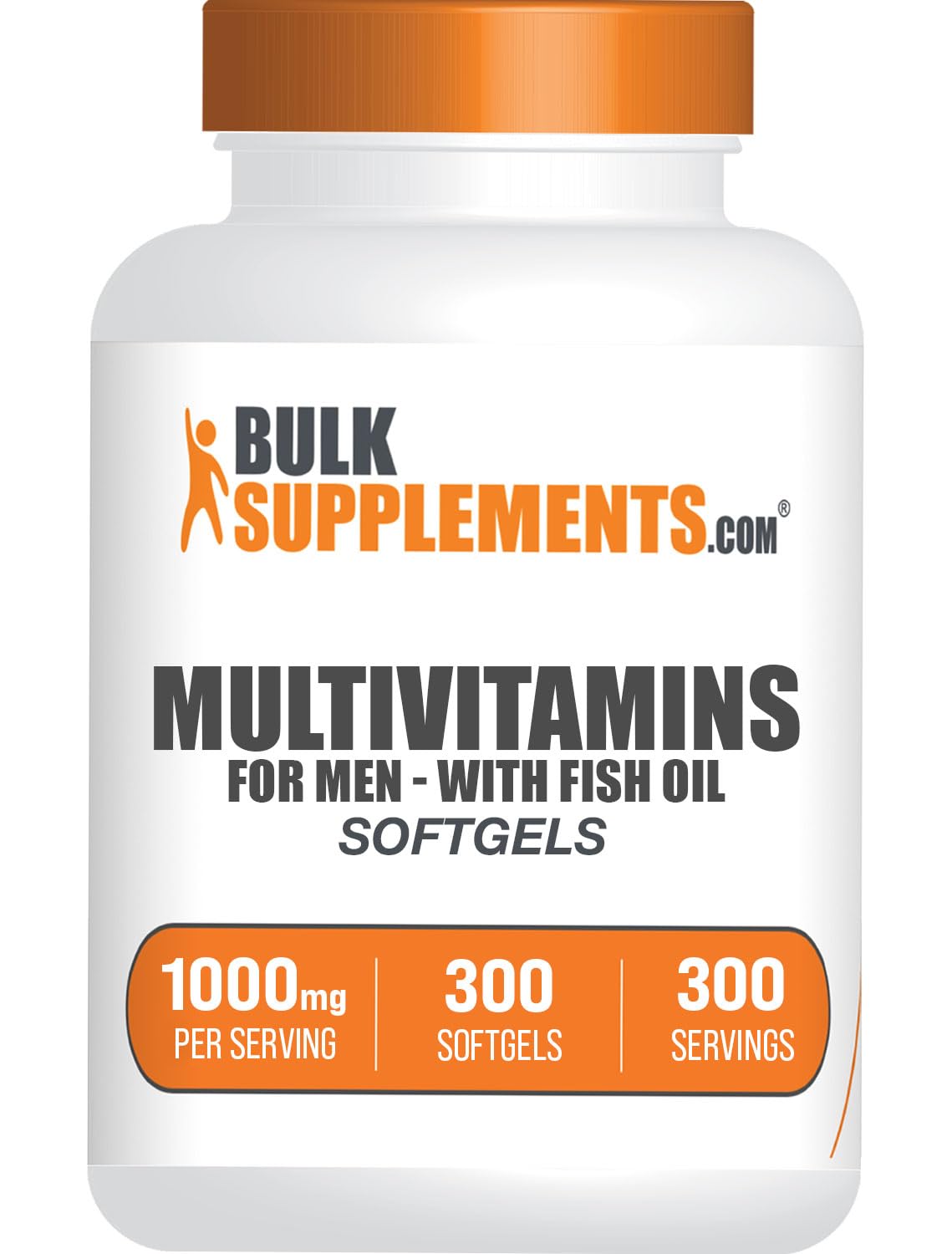 BulkSupplements.com Multivitamin for Men Softgels - Daily Multivitamin, Multimineral Supplement, with Fish Oil - Gluten Free, 1 Men's Multivitamin Softgel per Serving, 300 Count (Pack of 1)