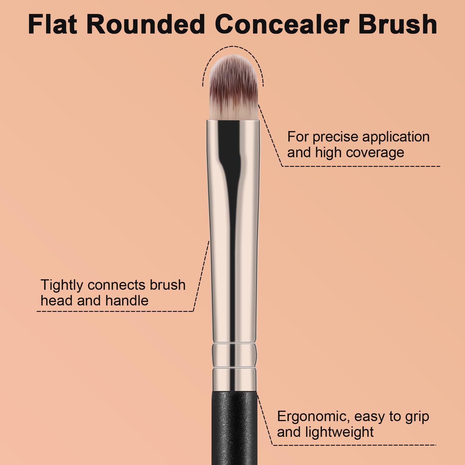 TEOYALL Flat Rounded Concealer Brush, Soft Dense Synthetic Bristles Blending Brush For Powder Cream Concealer Eyeshadow
