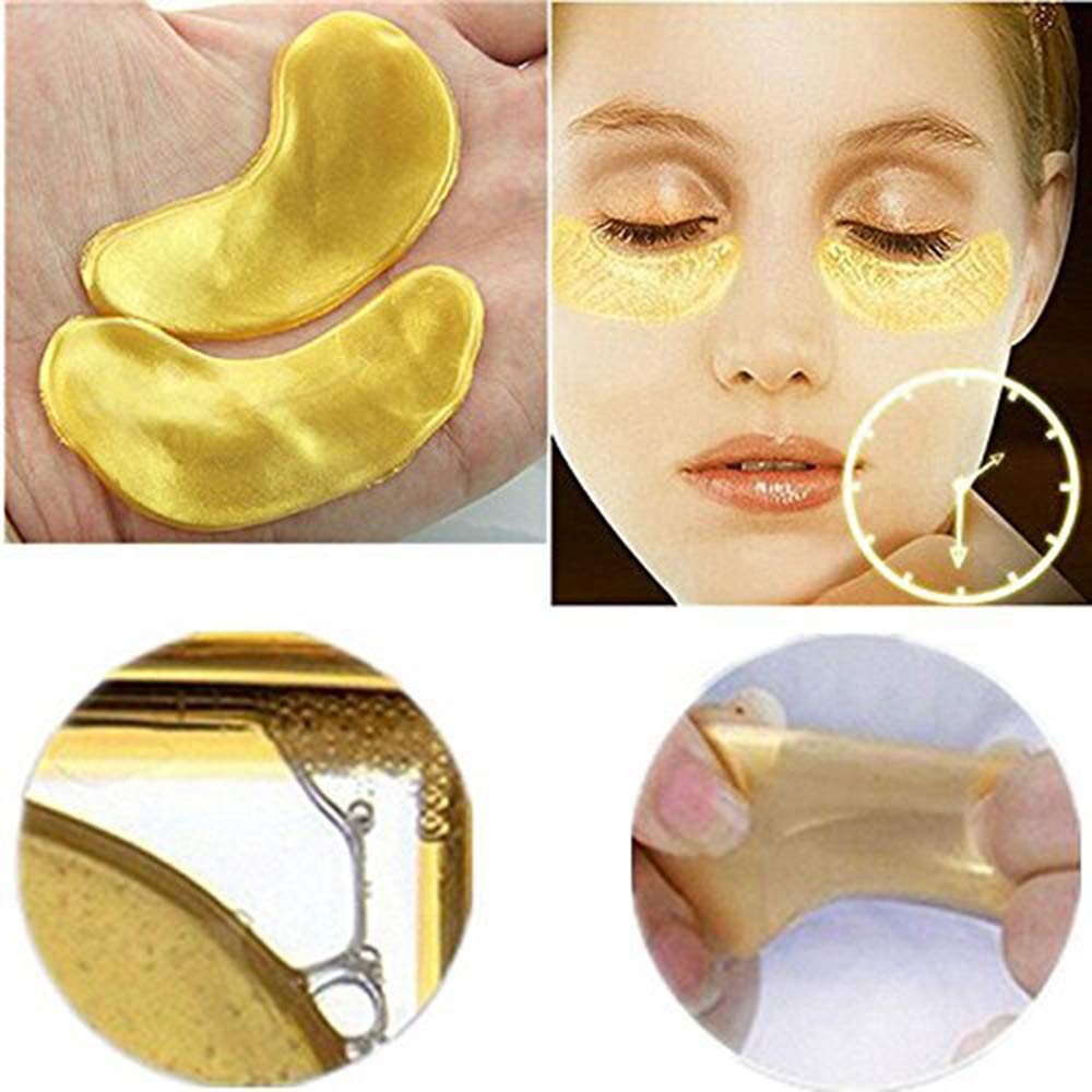 NYKKOLA 50 Pairs 24K Gold Eye Mask Powder Crystal Gel Collagen Natural Eye Pads For Anti-Aging & Moisturizing Reducing Dark Circles, Puffiness, Wrinkles
