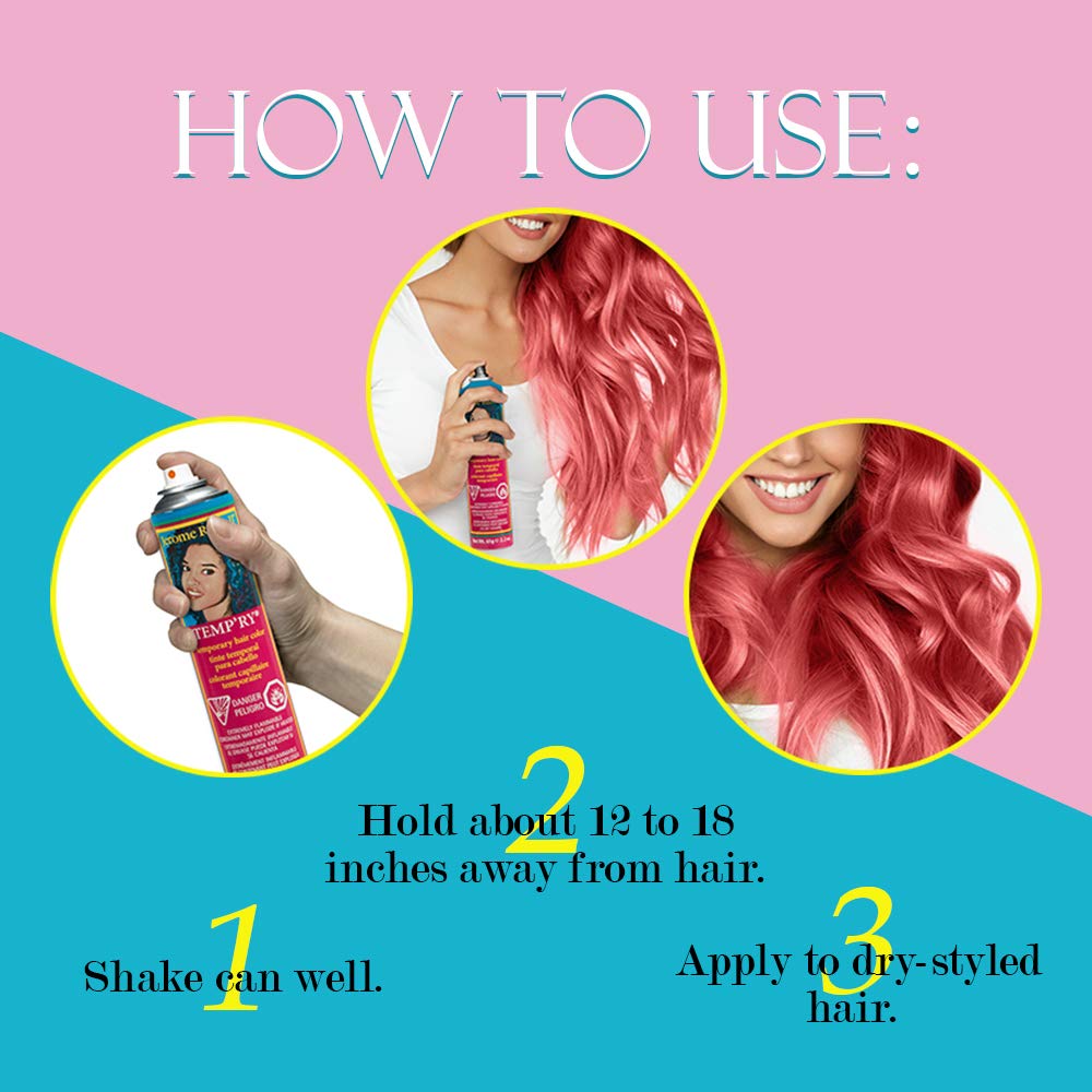 Jerome Russell Temporary Hair Color Spray, Red Wine - Intense Spray-On Temporary Hair Color, Fast-Drying, Non-Sticky, Travel Size Hair Dye for Instant Vivid Hair Color, 2.2 oz