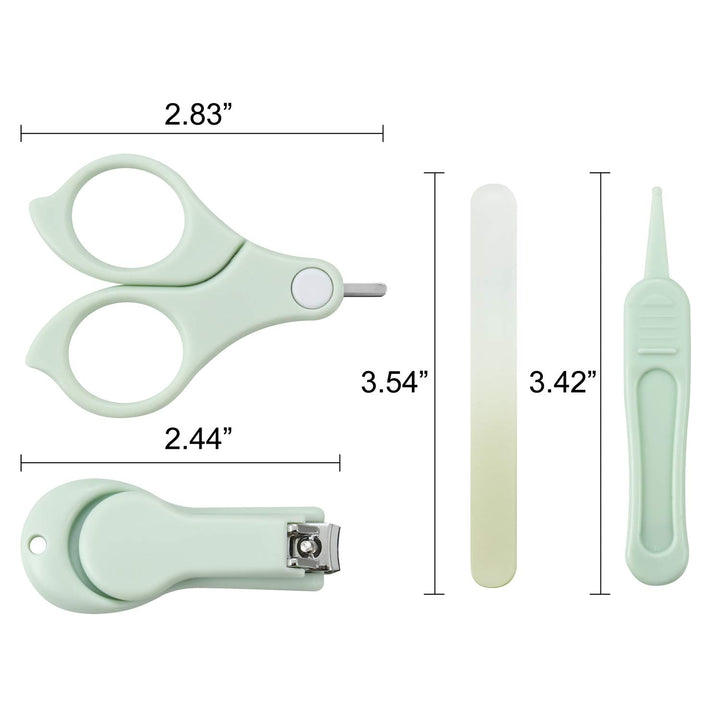 PandaEar Baby Nail Manicure Pedicure Grooming Care Kit (4 Pack)| Clippers Scissors File Tweezers | Newborn Infant Toddler Kids (Blue)|1 Months Plus