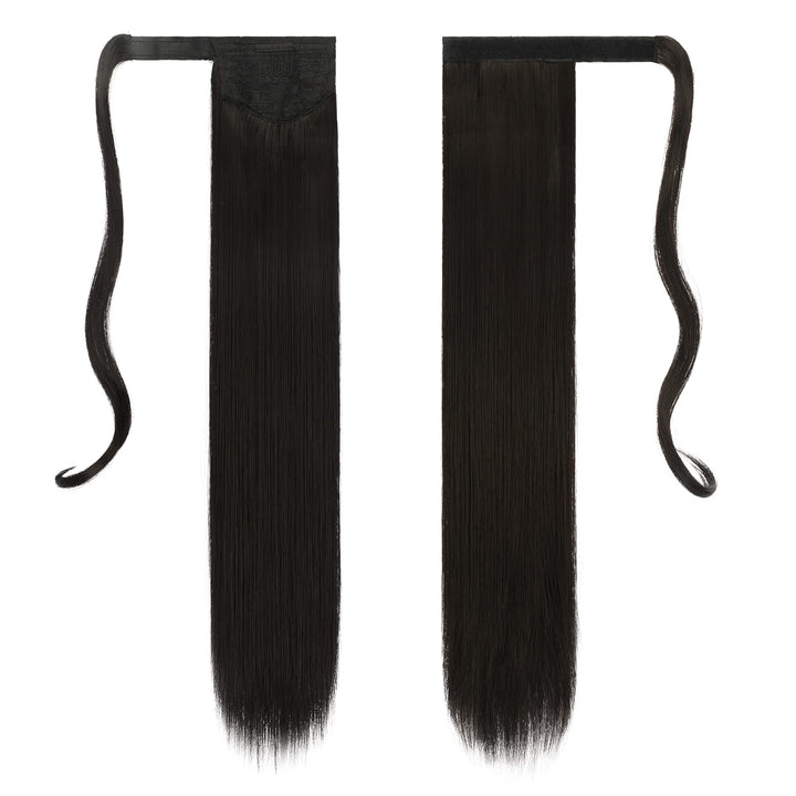 FESHFEN Straight Ponytail Extensions 28 Inch Long Wrap Around Synthetic Hair Piece Clip in Ponytail Hair Extensions Hairpiece for Women Girls 150g