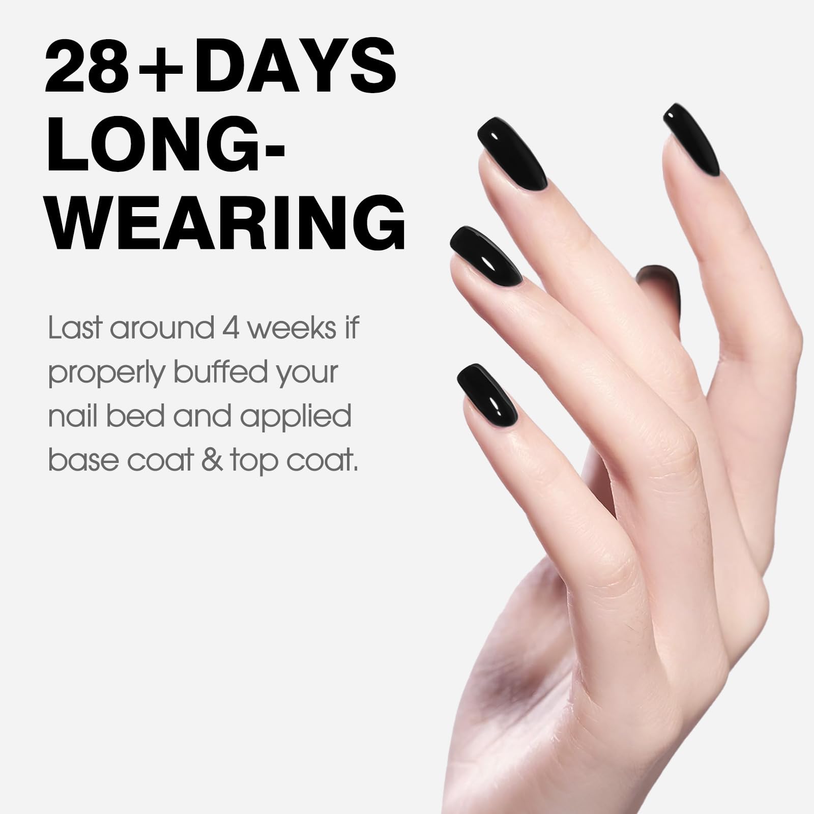 Canni Black Gel Nail Polish - Dark Black Color, High Gloss Finish, Soak Off UV Gel, DIY Salon Manicure