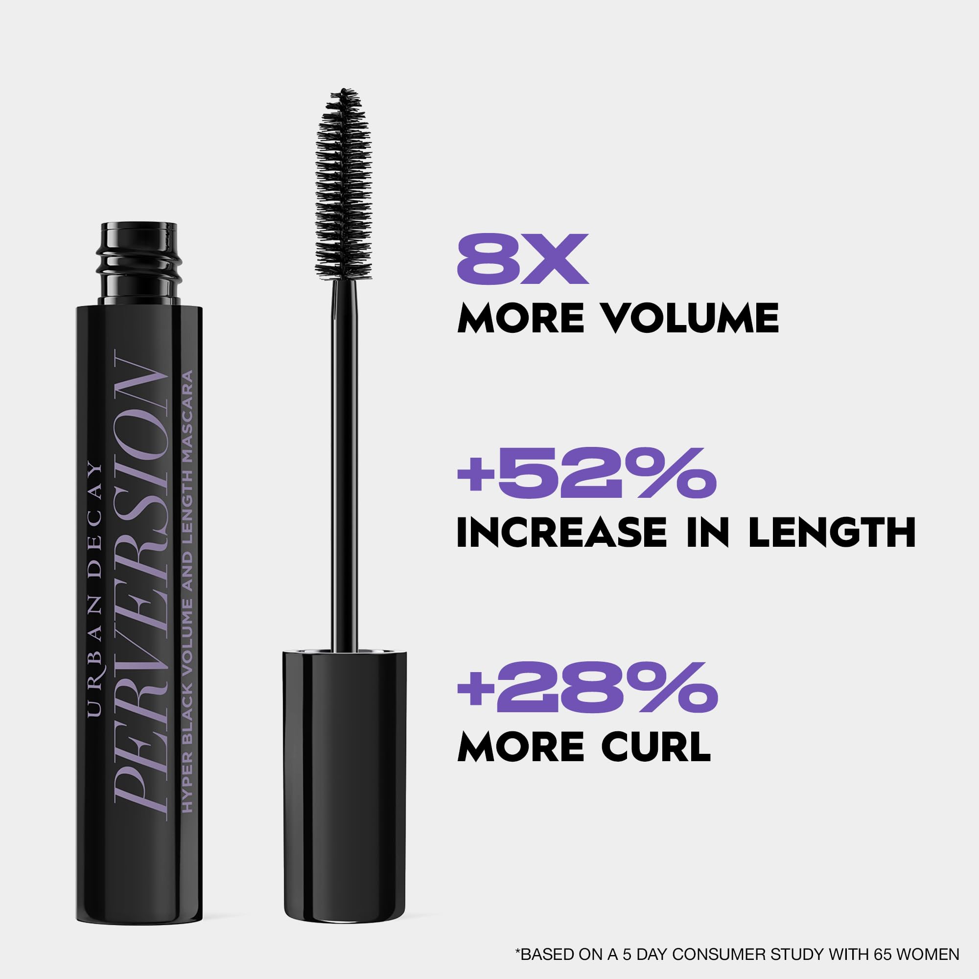 Urban Decay Perversion Volumizing Mascara - Intense Black Lengthening Mascara, Smudge-Resistant, Flake-free, Buildable Lash Volume & Length, Curling & Separating, Vegan Formula - 0.34 fl oz