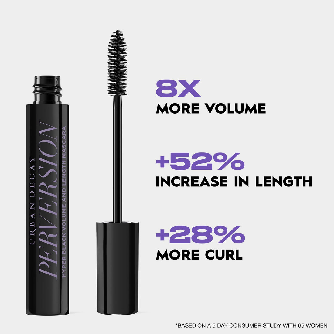 Urban Decay Perversion Volumizing Mascara - Intense Black Lengthening Mascara, Smudge-Resistant, Flake-free, Buildable Lash Volume & Length, Curling & Separating, Vegan Formula - 0.34 fl oz