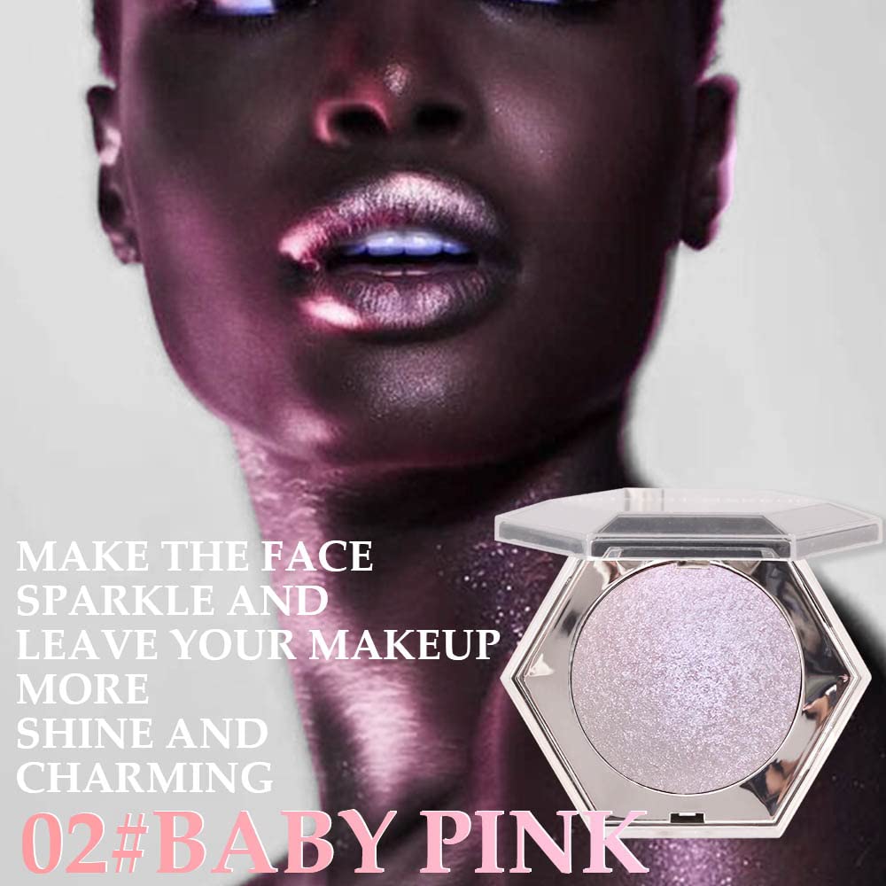 evpct Pink Mermaid Holographic Glitter Diamond Highlighter Makeup Palette for face iluminadores de maquillaje Blush Bronzer and Face Highlighters Makeup & luminizers Palette Iridescent Eyeshadow 02