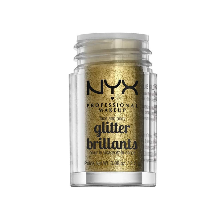 NYX PROFESSIONAL MAKEUP Face & Body Glitter, Gold, 0.08 Ounce