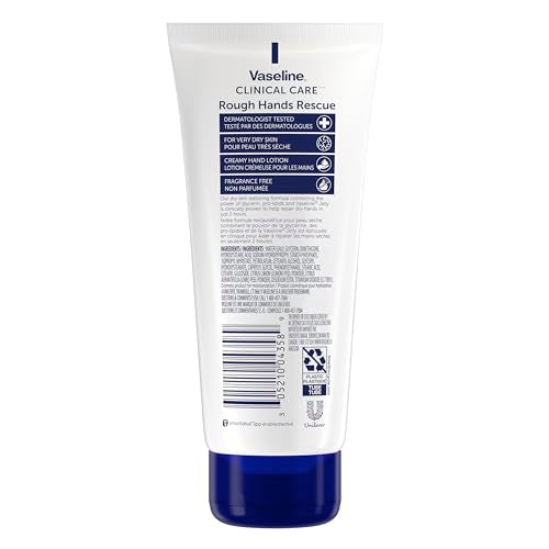 Vaseline Clinical Care Rough Hands Rescue - Healing Hand Cream for Dry, Cracked Hands Jelly, Hand Lotion for Women & Men, Fragrance Free, 3.4 Oz (Pack of 2)