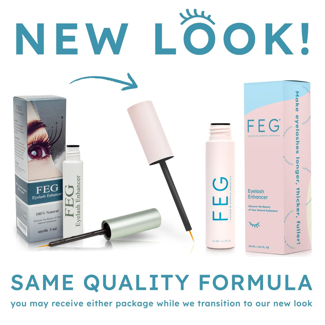 FEG Eyelash Rapid Eye Lash Growth Serum - For Eye Lash and Brow Fast Effective Growth Creates Longer & Darker Eyelashes - Best Natural Eyelash Serum in the Market
