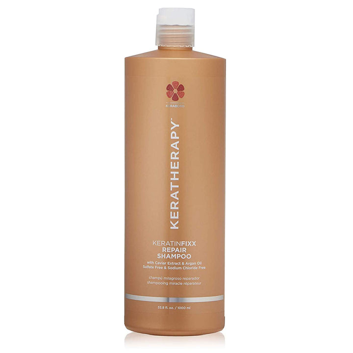 KERATHERAPY Keratin Infused KeratinFIXX Repair Shampoo, 33.8 fl. oz., 1000 ml - Repair Shampoo for Dry, Damaged or Frizzy Hair with Caviar Extract, Argan Oil & Kerabond Technology to Repair Breakage