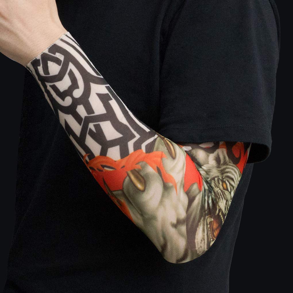 Gospire 6 Pcs Nylon Fake Temporary Tattoo Sleeves Body Art Arm Stockings Slip Accessories Tatoo Soft For Men Women