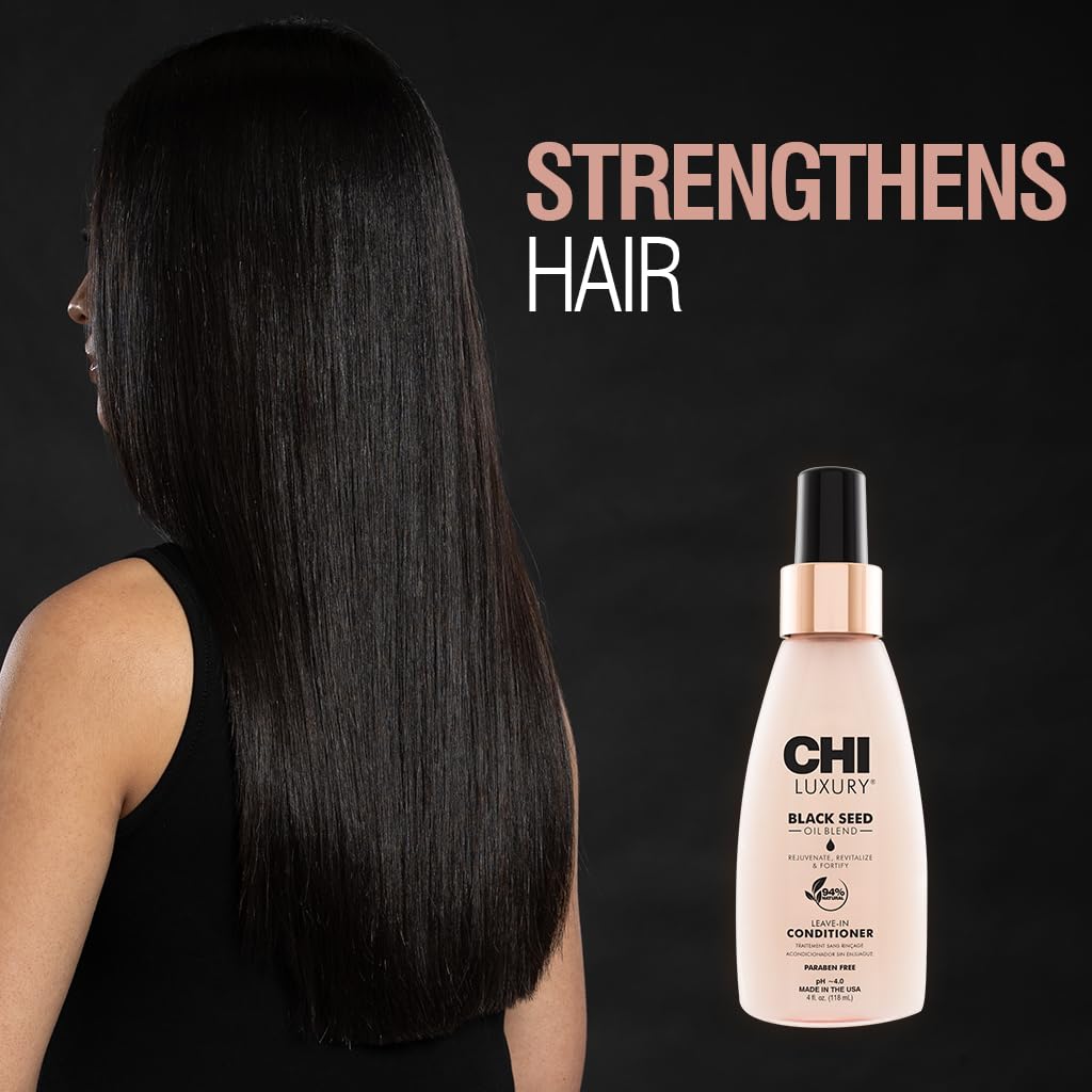 CHI Luxury Black Seed Oil Leave-In Conditioner, Moisturizing Treatment To Strengthen Hair, Thermal Protectant, Sulfate, Paraben & Gluten-Free, 4 Oz