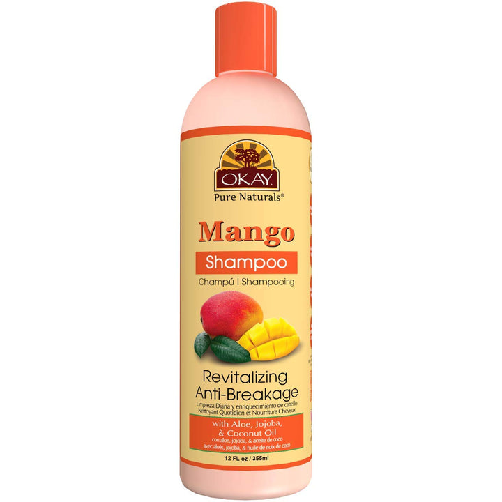 OKAY | Mango Anti-Breakage Shampoo | For All Hair Types & Textures | Revitalize - Repair - Restore Moisture | With Aloe, Jojoba & Coconut Oil | Free of Parabens, Silicones, Sulfates | 12 oz