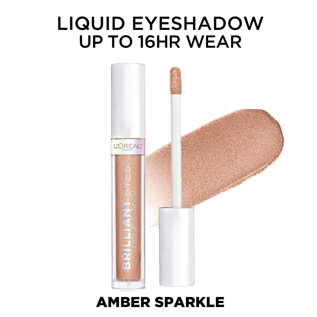 L'Oreal Paris Brilliant Eyes Shimmer Liquid Eye Shadow, Longwearing Lasting Shimmer, Crease Resistant, Flake-Proof, Precision Applicator, Quick Dry, Non-Greasy, Amber Sparkle, 0.1 oz.