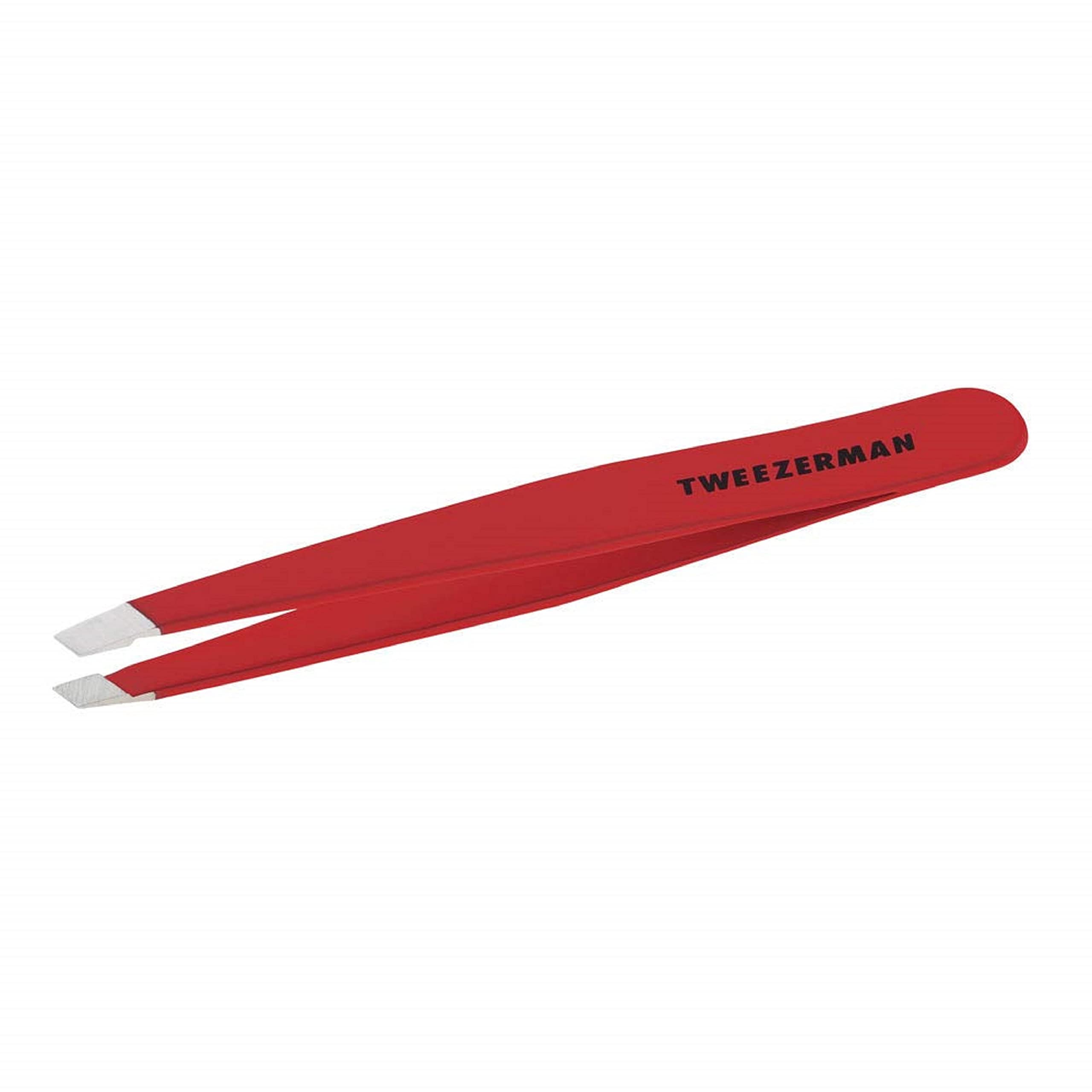 Tweezerman Stainless Steel Slant Tweezer, Signature Red