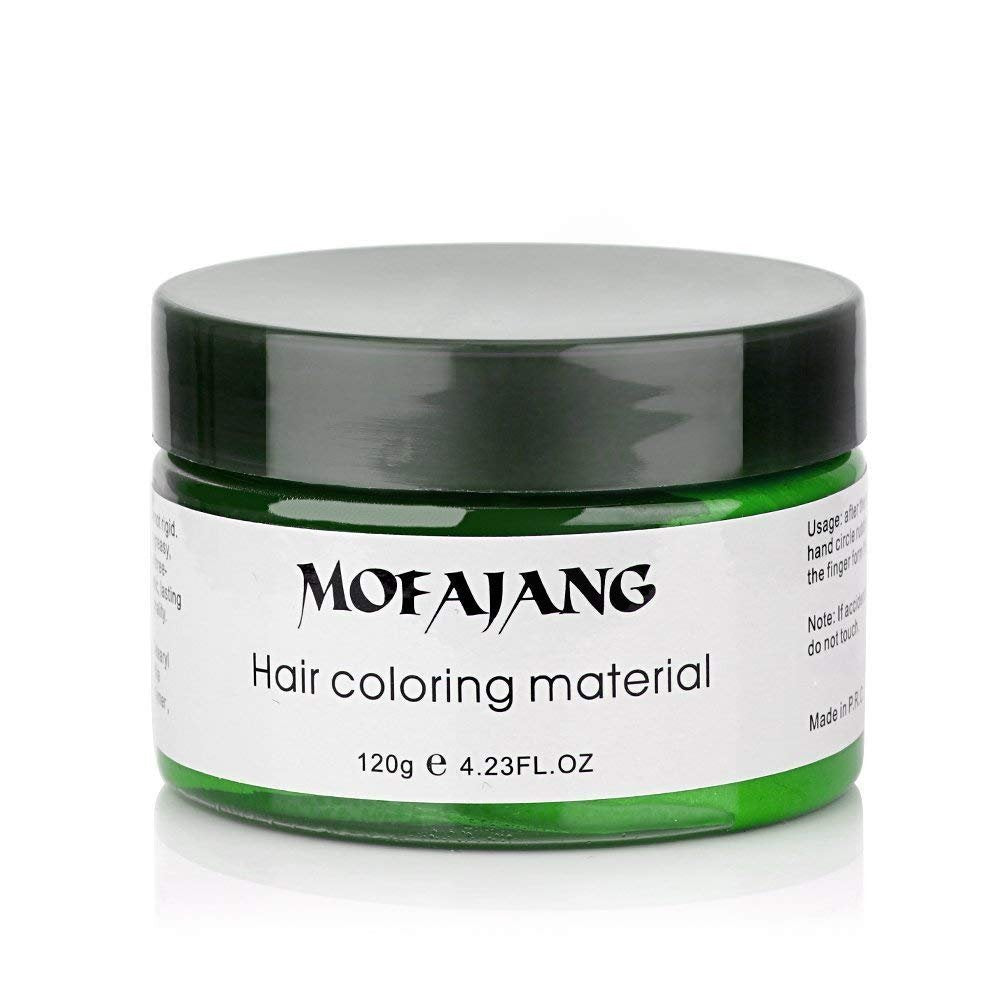 MOFAJANG Unisex Hair Wax Color Dye Styling Cream Mud, Natural Hairstyle Pomade, Washable Temporary,Party Cosplay (Green)