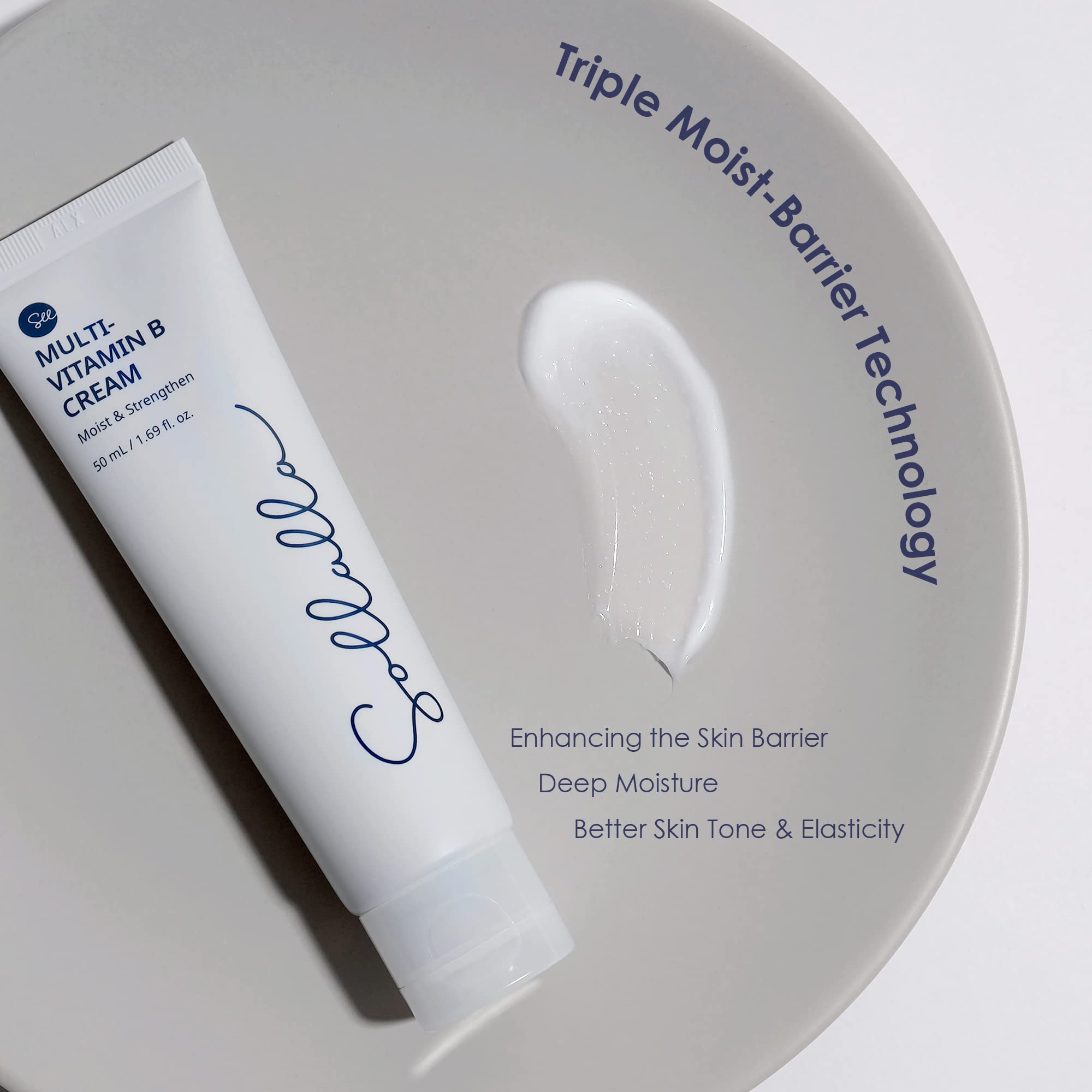 Sollalla Skin Revitalizing Vitamin B Cream - Niacinamide, Panthenol, and Ceramide Infused, Fast-Absorbing, Non-Greasy, and Skin Barrier Improving - 1.69 fl.oz.