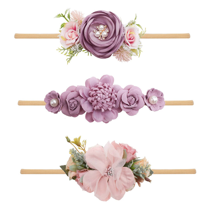 Baby Girl Headbands BFNAAgirl Nylon Flower Elastic Hairbands 3pcs Hair Accessories Gift for Newborn Infant Toddlers (YM2)