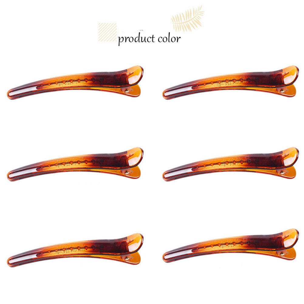 12PCS Brown Plastic Metal Alligator Bows Hair Clips Professional Hairdressing Salon Hair Barrettes Duck Bill Teeth Hair Clips Non Slip band Clips (9.5CM)
