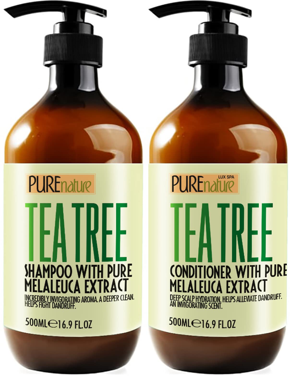 Tea Tree Oil Shampoo and Conditioner Set - Sulfate and Paraben Free Treatment for Oily Hair and to Help Reduce Your Itchy and Dry Scalp - Healthy Anti Dandruff Formula for Men and Women
