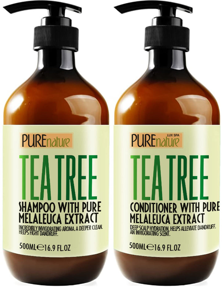 Tea Tree Oil Shampoo and Conditioner Set - Sulfate and Paraben Free Treatment for Oily Hair and to Help Reduce Your Itchy and Dry Scalp - Healthy Anti Dandruff Formula for Men and Women