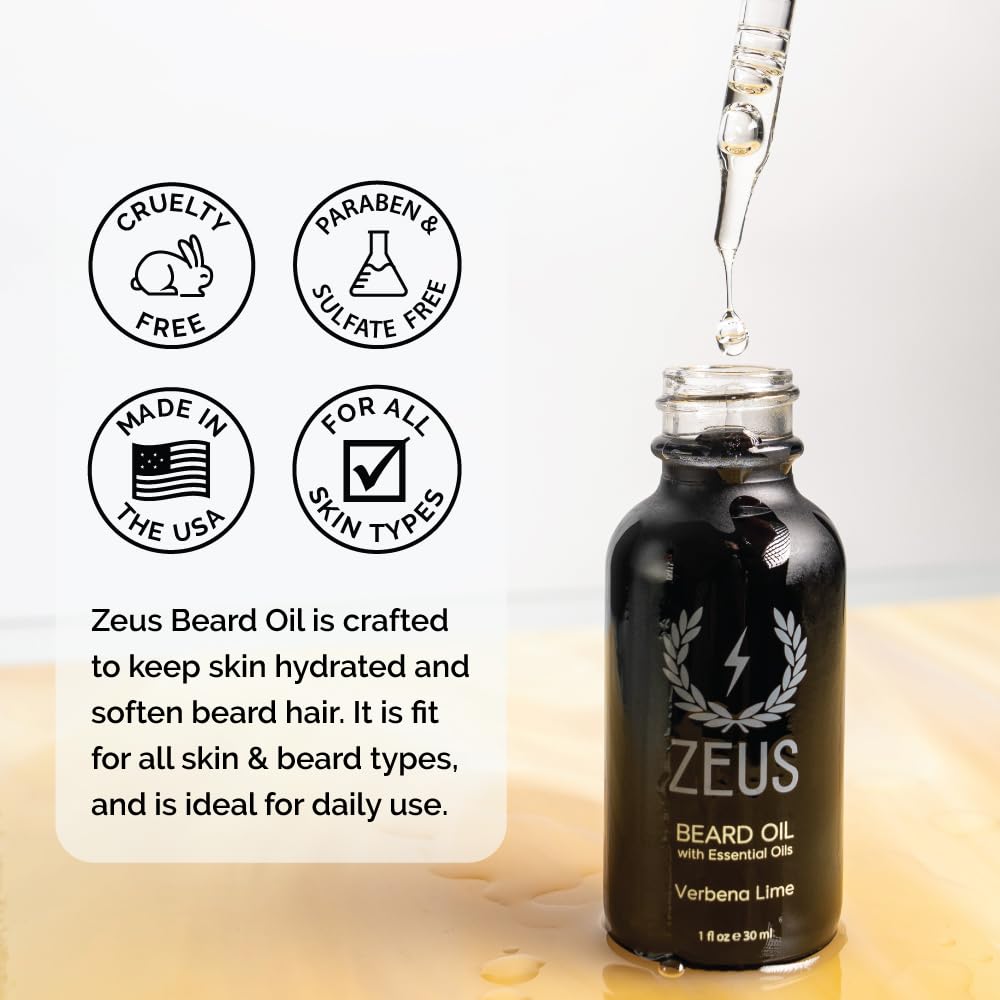 ZEUS Beard Oil for Men - 1 oz - All-Natural Beard Conditioning Oil to Soften Beard and Mustache Hairs (TEA TREE)