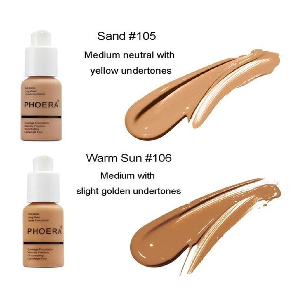 2Pcs Matte Oil Control Concealer Foundation Cream Concealer Cover Cream Long Lasting Moisturizing Base Liquid Foundation Flawless Colour Changing Foundation for women&girls(102)