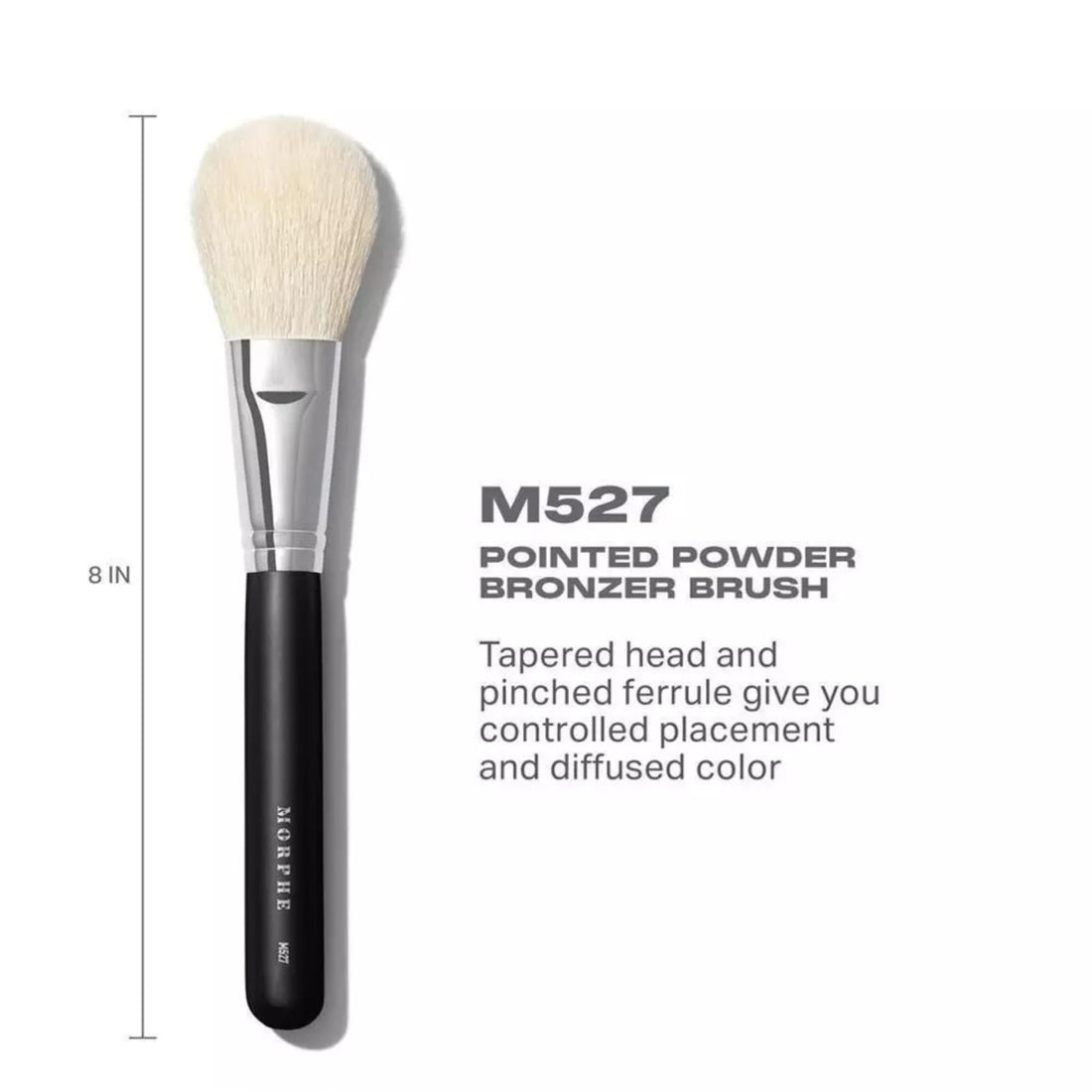 Morphe Deluxe Pointed Powder Brush - Fluffy, Tapered Makeup Brush for Loose or Pressed Powder - Cutting-Edge Synthetic Bristles for Product Pickup & Laydown - 100% Vegan - M527 (1 Count)