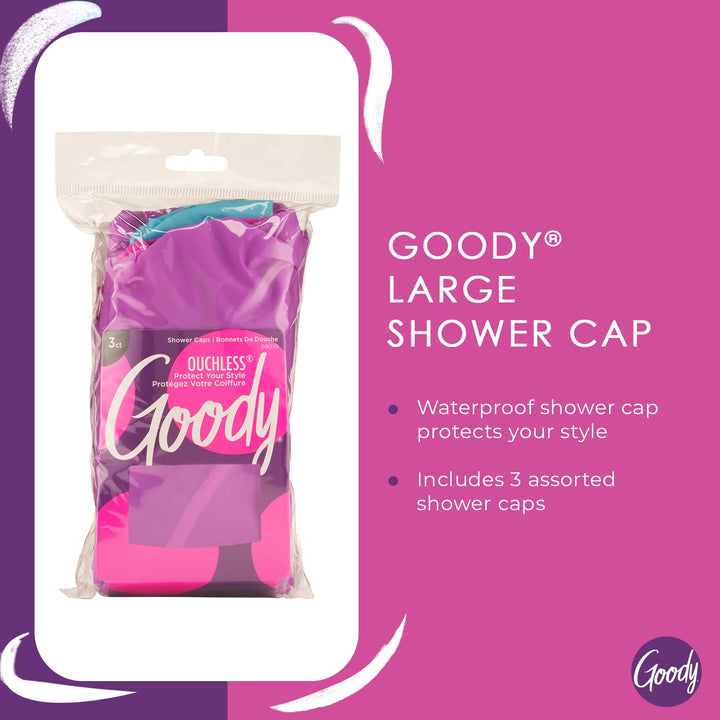 Goody Styling Essentials Shower Cap, 3 count, Colors May Vary