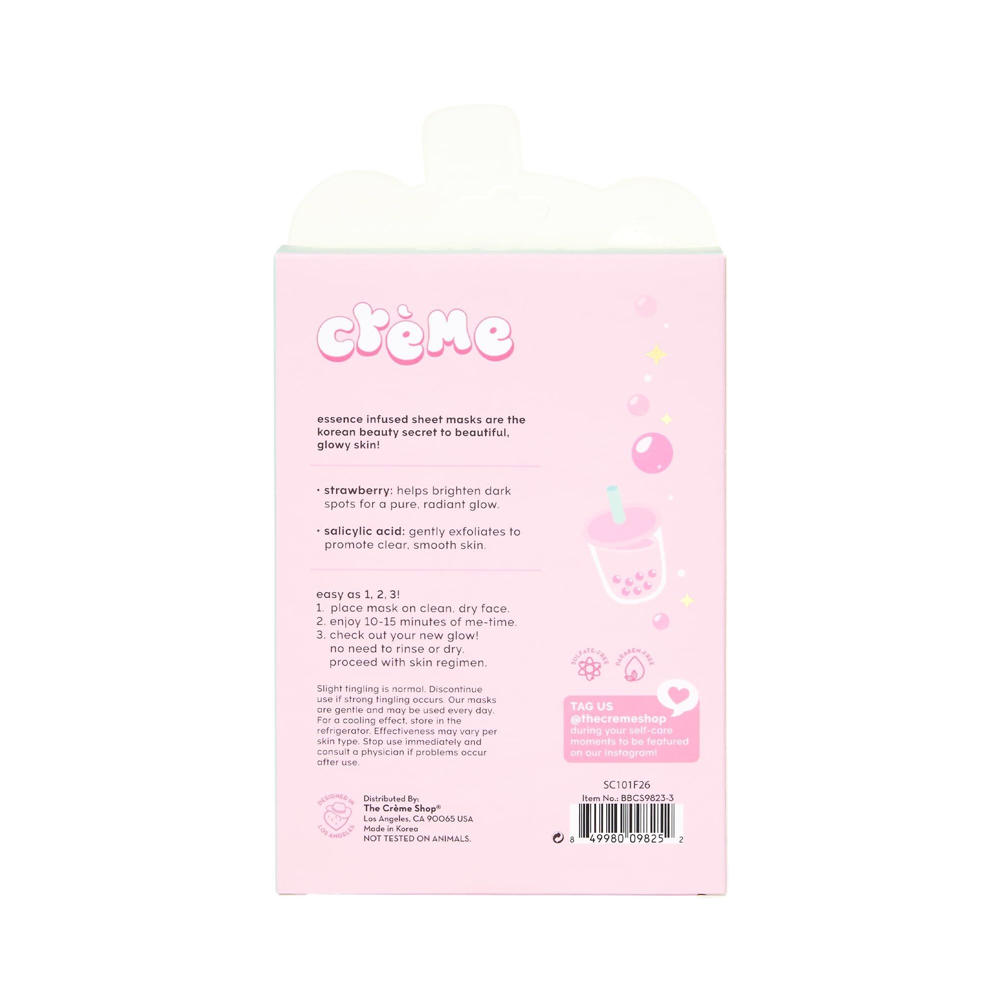 The Crème Shop Boba Bears Beary Clear Skin! Printed Essence Sheet Mask, Korean Skincare (3 Pack)