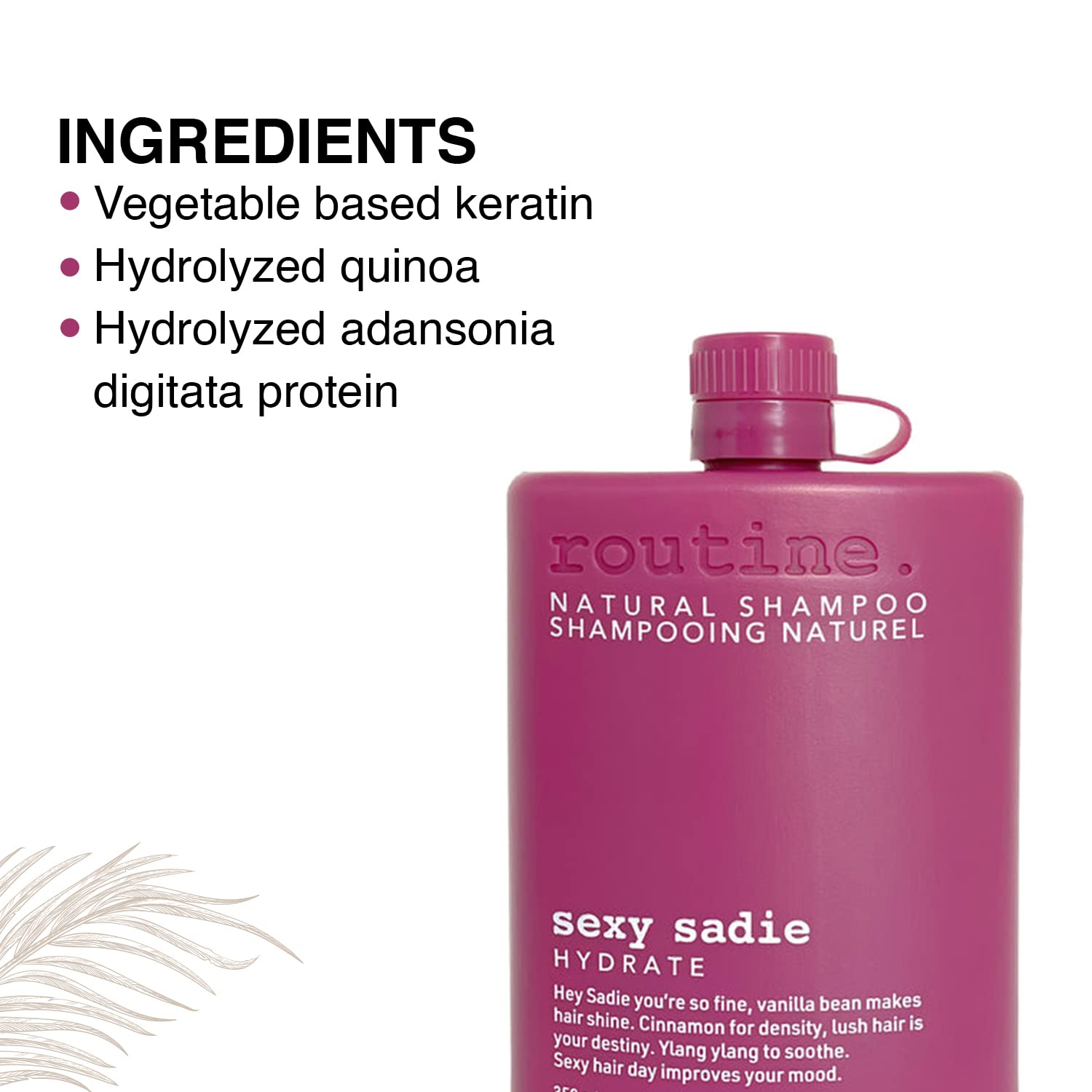 Routine Scented Shampoo for Women's Hair - 350ml Travel Size | Moisturizing, Paraben and Sulfate Free - Sexy Sadie Brand
