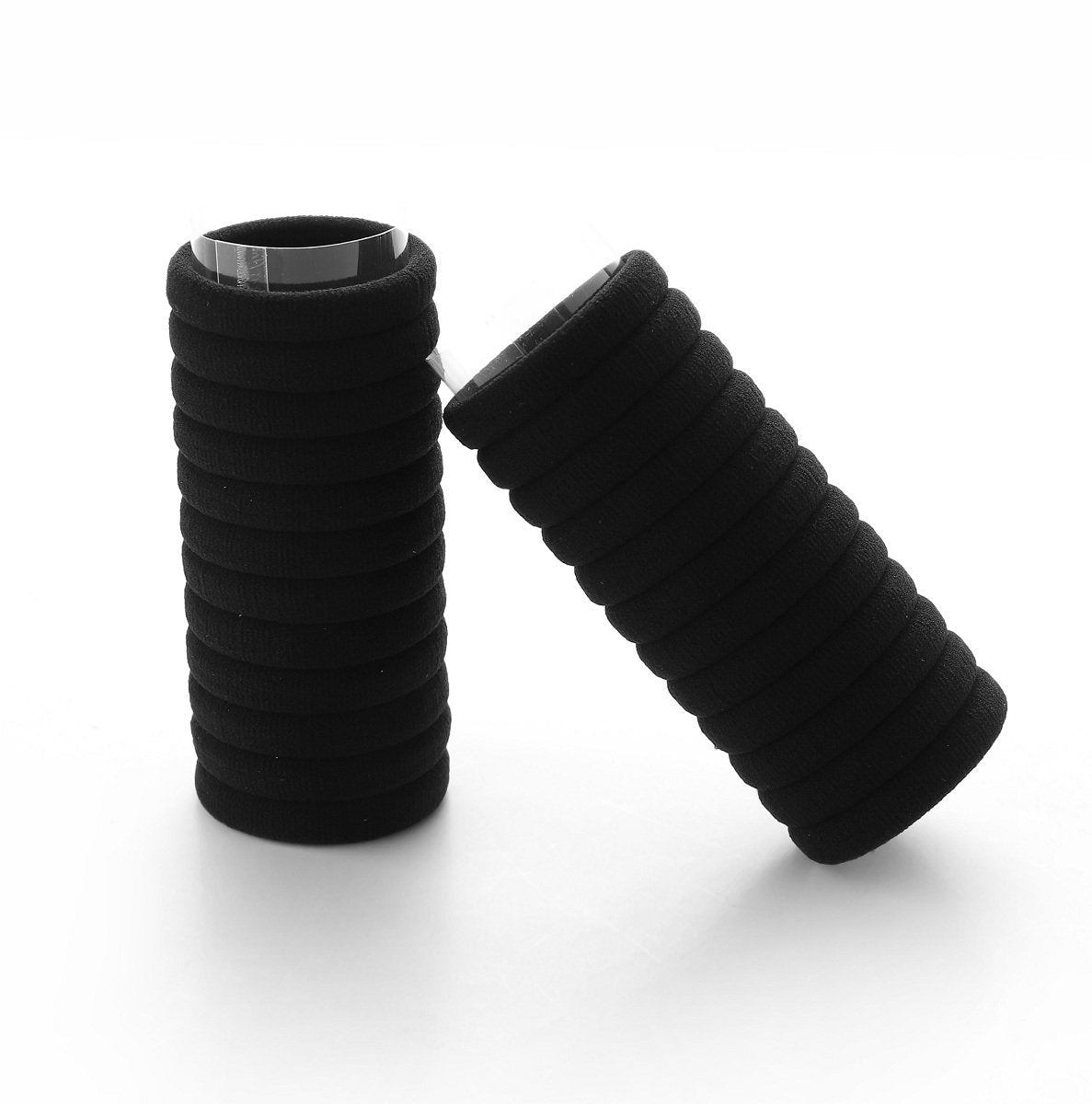 Set Of 24 Multicolor Hair Bands Ties Elastics Ponytail holders No Crease Thick Seamless Cotton Stretch Hair Ties Durable Headband for Women (Black)