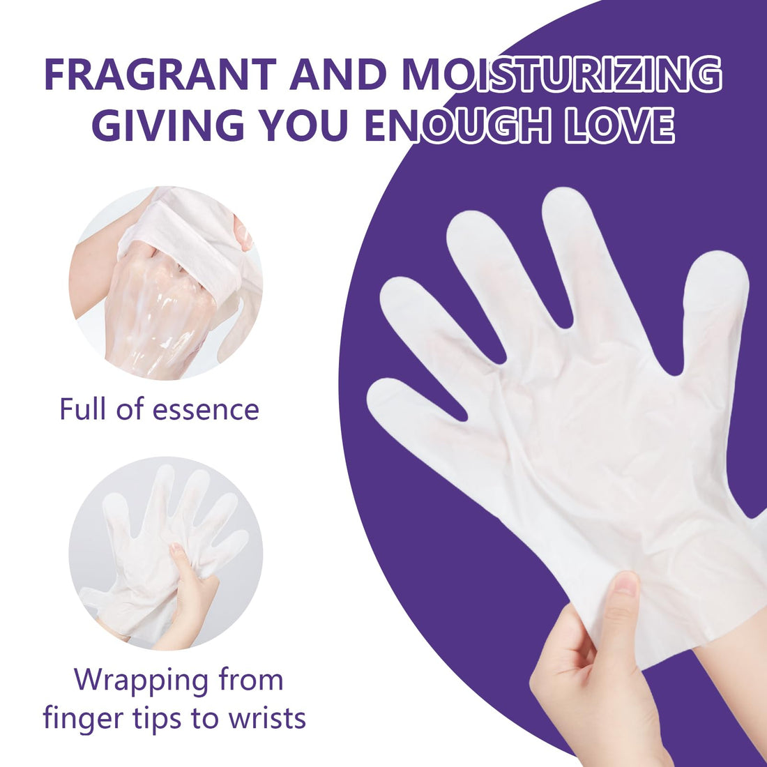 BYOTOUTY Lavender Essence Hand Masks Moisturizing Glove 6 Pack, Repairing Hand Masks for Dry Cracked Hands, Hydrating Hand Mask for Women with Aloe, Glycerin, Hand Care Christmas Spa Gift Set