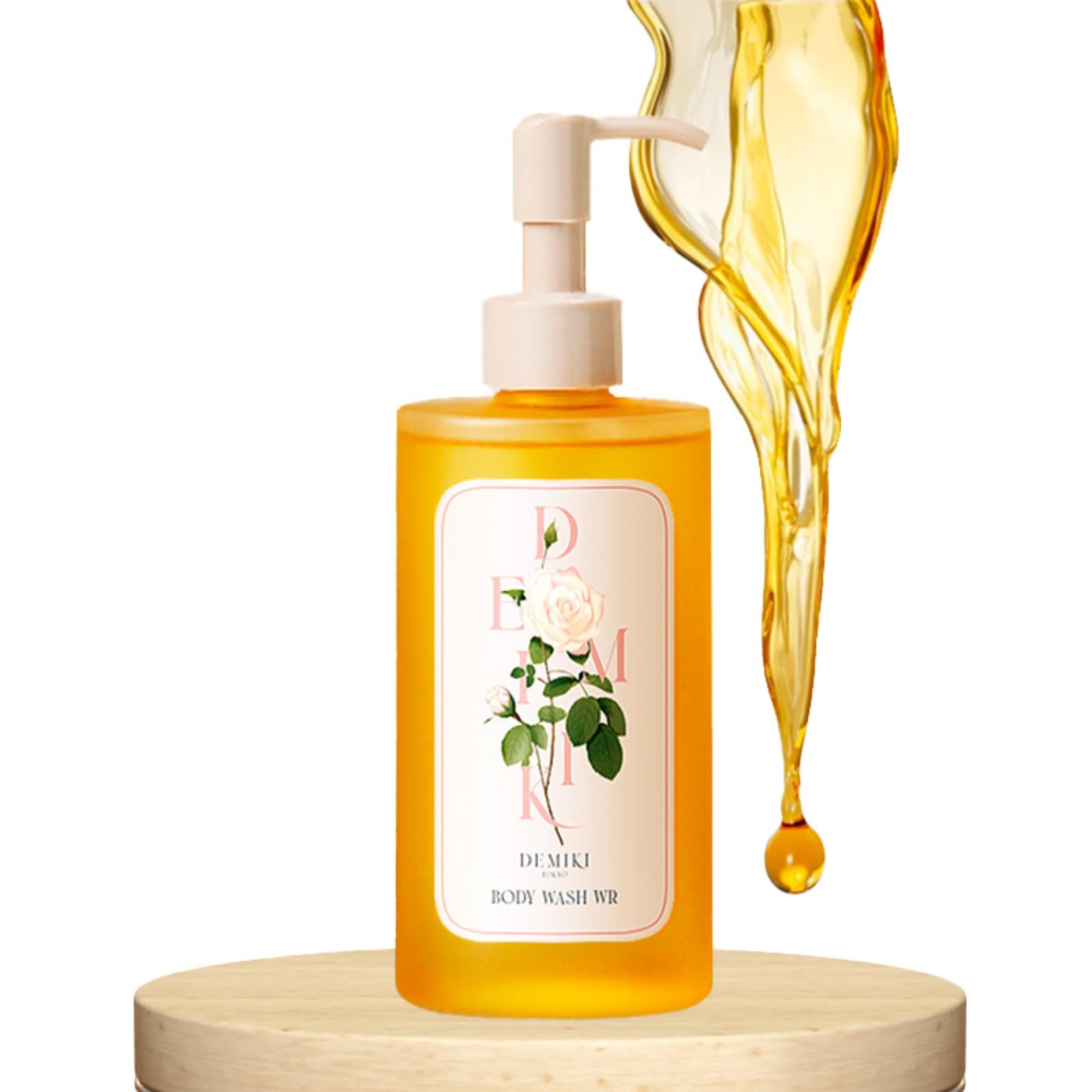 DEMIKI Shower Oil for Women, Hydrating Body Wash with White Rose Scent, Moisturizing for Sensitive & Dry Skin, Winter Care, Sulfate-Free, Paraben-Free, Dye-Free, 10 fl oz