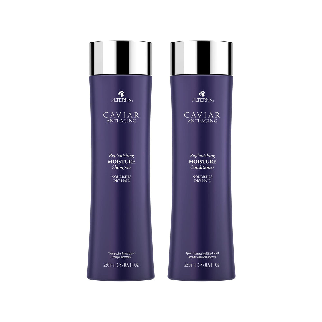 Alterna Haircare CAVIAR Anti-Aging Replenishing Moisture Shampoo and Conditioner Standard Set, 8.5oz each | Protects, Restores and Hydrates | Sulfate Free