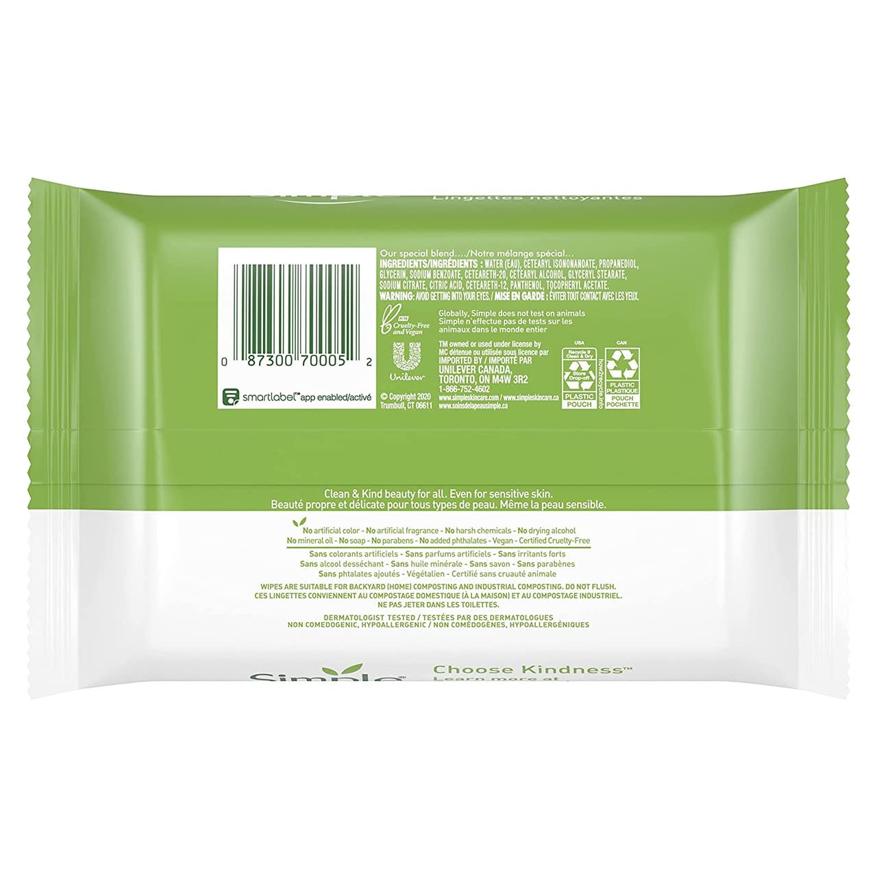 Pack of 4: Simple Clean Face Wipes Size 25ct Simple Clean Face Wipes 25ct