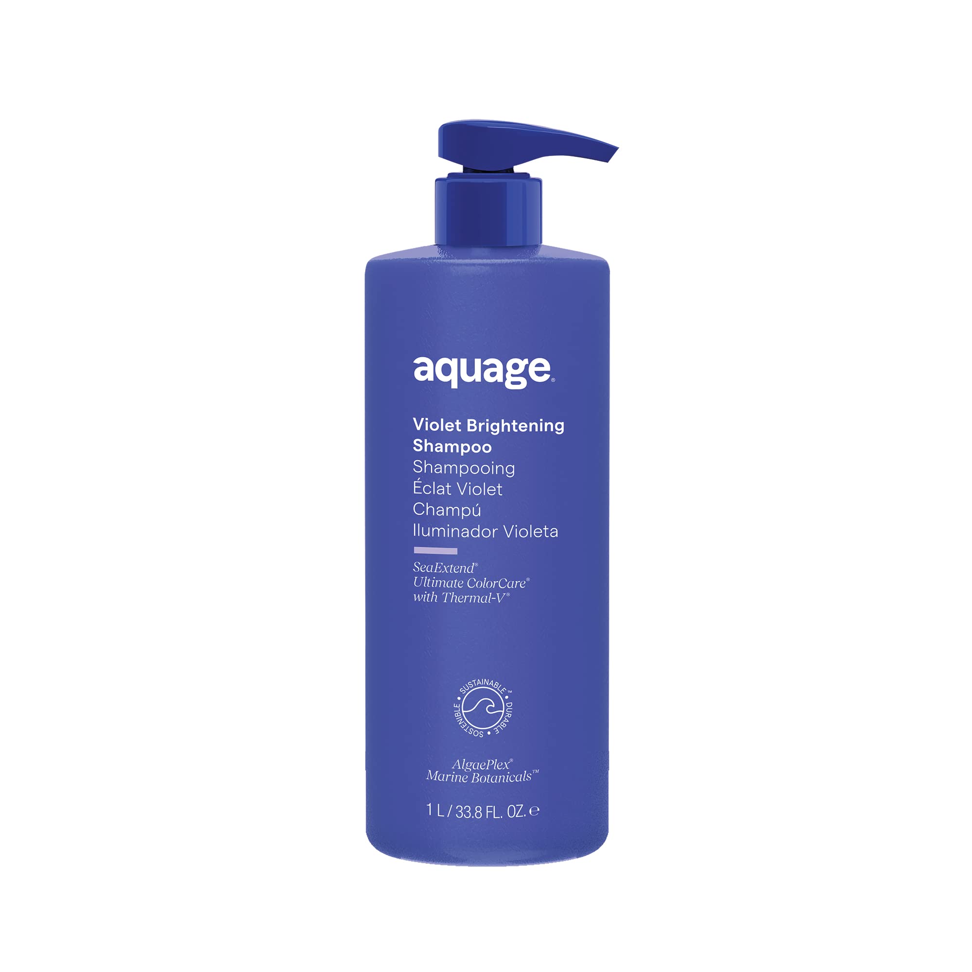 AQUAGE Violet Brightening Shampoo, Neutralizes Yellow or Brassy Tones on Color Treated Hair, 33.8 oz