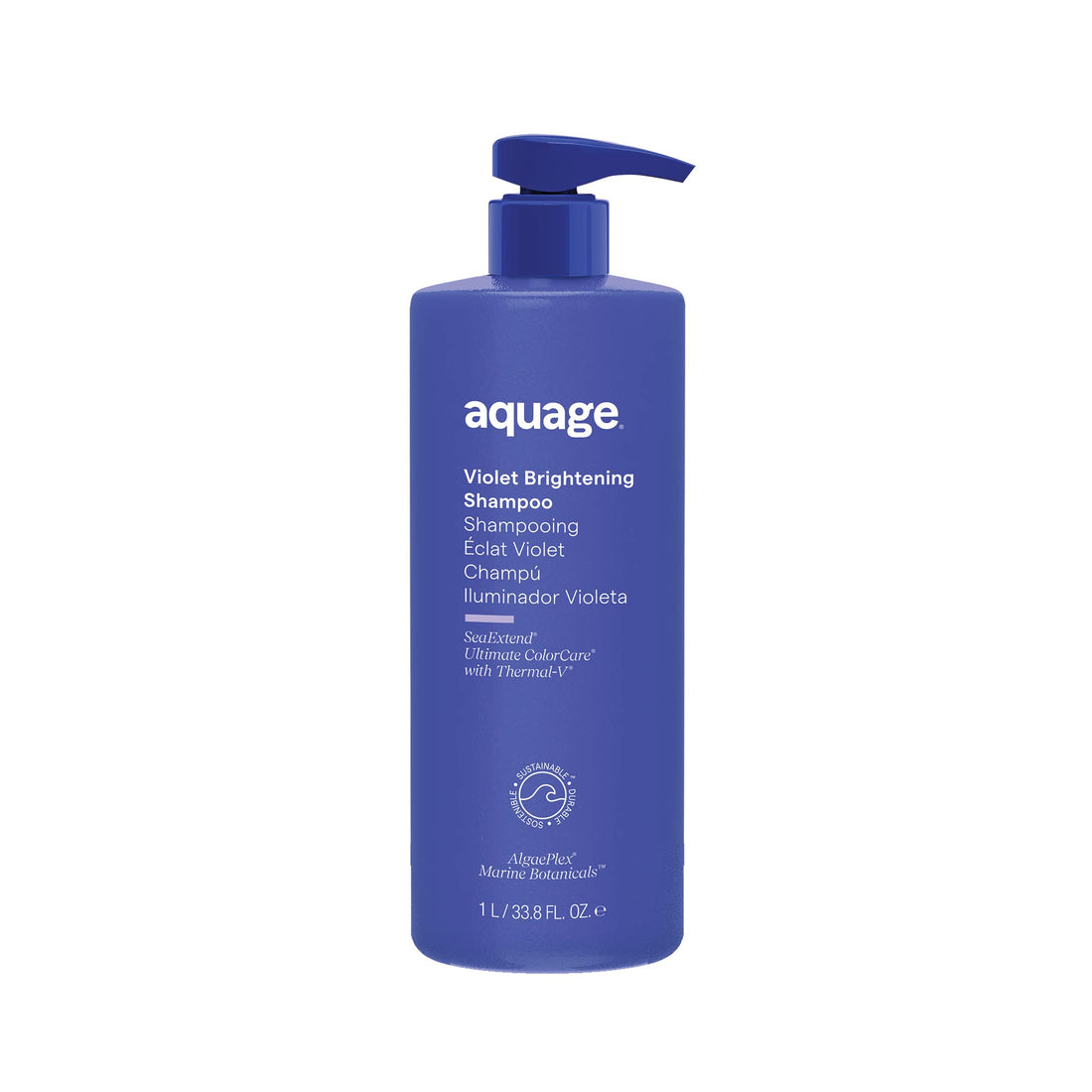 AQUAGE Violet Brightening Shampoo, Neutralizes Yellow or Brassy Tones on Color Treated Hair, 33.8 oz