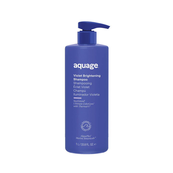 AQUAGE Violet Brightening Shampoo, Neutralizes Yellow or Brassy Tones on Color Treated Hair, 33.8 oz