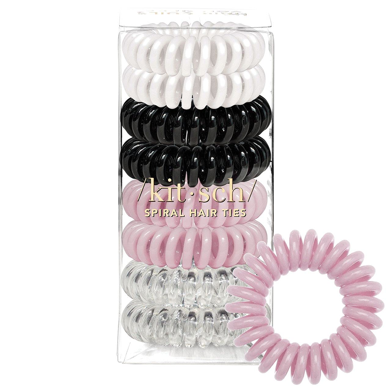 Macaroon: Kitsch Spiral Hair Ties, Coil Hair Ties, Phone Cord Hair Ties, Hair Coils - 8Pcs, Macaroon