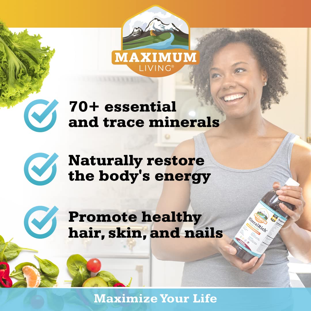 Maximum Living MineralRich Minerals Supplement with Aloe - Liquid Blend of Vitamins and Trace Minerals - 32 oz