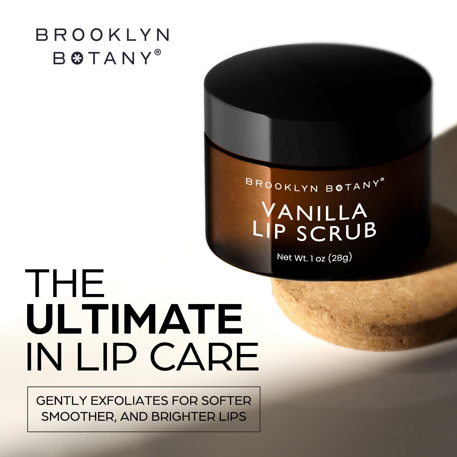 Brooklyn Botany Lip Scrub Exfoliator & Moisturizer for Dry Lips and Chapped Lips - Vanilla Flavor, 1 oz