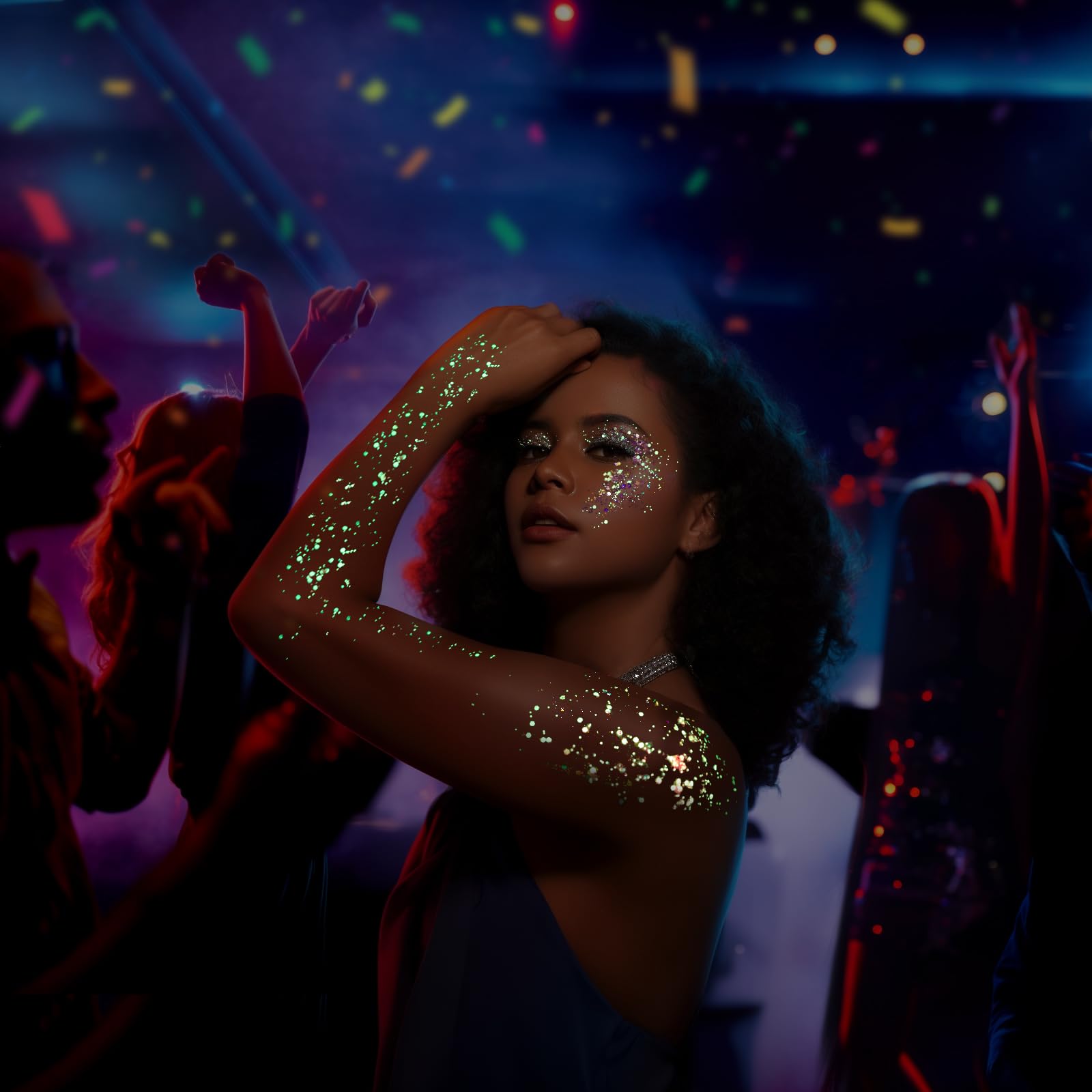 Teenitor 12 Colors Glow in The Dark Glitter Gel, Face Glitter Body Glitter Gel Hair Glitter for UV Black Light Makeup Raves Festivals