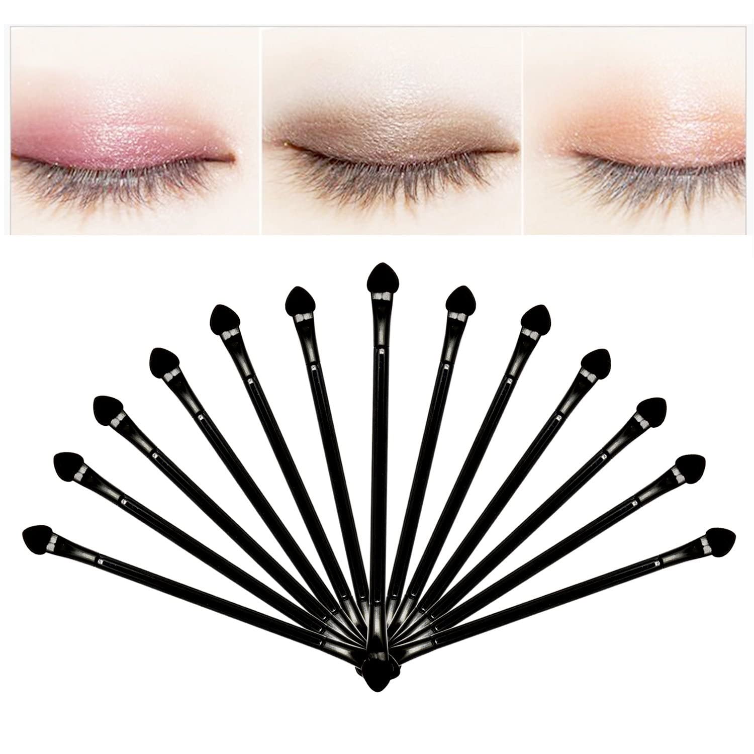 TygoMall Professional Double Head Eyeshadow Brushes Cosmetic Tool 50 Pcs Disposable Dual Sides Eyeshadow Sponge Brushes Makeup Applicator, (Size: 2.44 inch, Color: Black)